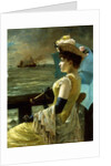 A Lady with a Parasol Looking out to Sea by Alfred Emile Stevens