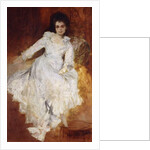 Portrait of a Lady Wearing a White Dress Reclining on a Sofa by Hans Makart