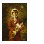 A Young Girl Holding a Bouquet of Flowers, by Alexei Alexevich Harlamoff