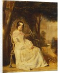 Portrait of Mary Freer Seated Small Full Length on a Garden Seat by William Powell Frith