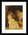 Portrait of Mary Freer Seated Small Full Length on a Garden Seat by William Powell Frith