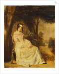 Portrait of Mary Freer Seated Small Full Length on a Garden Seat by William Powell Frith