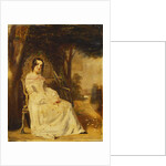 Portrait of Mary Freer Seated Small Full Length on a Garden Seat by William Powell Frith