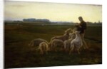 A Shepherd and his Sheep with Geese Beyond, 1896 by Carl Christian Ferdinand Wentorf