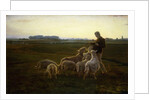 A Shepherd and his Sheep with Geese Beyond, 1896 by Carl Christian Ferdinand Wentorf
