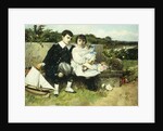 Two Children Seated on a Park Bench, 1882 by Mariano Barbasan Lagueruela