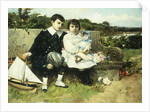 Two Children Seated on a Park Bench, 1882 by Mariano Barbasan Lagueruela