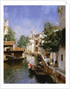 A Venetian Canal Scene by Rubens Santoro