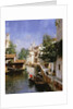 A Venetian Canal Scene by Rubens Santoro