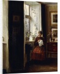 A Young Girl Sewing by Carl Holsoe