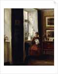 A Young Girl Sewing by Carl Holsoe