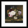 Roses and Other Flowers in a Basket on a Ledge by Dionys van Nijmegen
