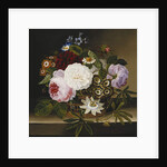 Roses and Other Flowers in a Basket on a Ledge by Dionys van Nijmegen