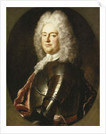 Portrait of a Gentleman, Half Length, in Armour, a White Jabot and Crimson Wrap, in a Painted Oval by Jean-Marc Nattier