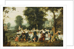 Elegant Figures Seated at a Banquet Table in a Wooded Clearing by Christoffel Jacobsz van der Lamen