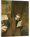 A Lawyer Seated at a Desk Reading a Letter, a Library Beyond, 1668 by Adriaen Jansz. van Ostade