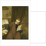 A Lawyer Seated at a Desk Reading a Letter, a Library Beyond, 1668 by Adriaen Jansz. van Ostade