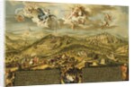 A View of Bethlehem with the Journey of the Magi, the Trinity Above and the Nativity in a Painted Cartouche Below, 1752 by Joseph Stephan