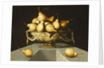Pears in a Bowl on a Stone Plinth by Antonio Mohedano
