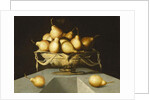 Pears in a Bowl on a Stone Plinth by Antonio Mohedano
