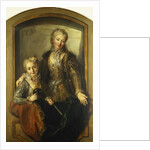 Portrait of Madame Dupille and Her Daughter, Mid-Body, Dressed in Ball Gowns in a Window, 1733 by Antoine Coypel