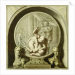 A Decorative Roundel with Odysseus Fighting the Beggar, and with Sphynxs by Jacob de Wit