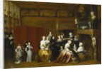 Ladies Celebrating the Birth of a Child, and Gentlemen Looking on from Behind a Screen, in an Interior, by Hieronymus Janssens