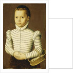 Portrait of a Young Girl Wearing a Black and White Costume Holding a Basket by Pieter Jansz. Pourbus