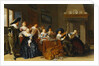 Elegant Figures with Instruments Seated at a Table and a Young Lady Singing in a Interior, 1637 by Dirck Hals