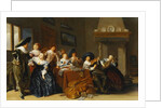Elegant Figures with Instruments Seated at a Table and a Young Lady Singing in a Interior, 1637 by Dirck Hals