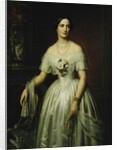 Portrait of a Lady Standing Three-Quarter Length Wearing a White Dress, 1851 and 1876 by August Schiott