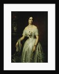 Portrait of a Lady Standing Three-Quarter Length Wearing a White Dress, 1851 and 1876 by August Schiott