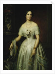 Portrait of a Lady Standing Three-Quarter Length Wearing a White Dress, 1851 and 1876 by August Schiott