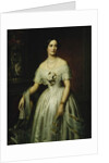 Portrait of a Lady Standing Three-Quarter Length Wearing a White Dress, 1851 and 1876 by August Schiott