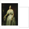 Portrait of a Lady Standing Three-Quarter Length Wearing a White Dress, 1851 and 1876 by August Schiott