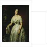 Portrait of a Lady Standing Three-Quarter Length Wearing a White Dress, 1851 and 1876 by August Schiott