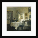 A Woman at a Table in a Dining Room by Carl Holsoe