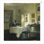A Woman at a Table in a Dining Room by Carl Holsoe
