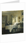 A Woman at a Table in a Dining Room by Carl Holsoe
