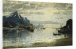 A Fjord Scene with Sailing Vessels by Adelsteen Normann