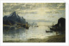 A Fjord Scene with Sailing Vessels by Adelsteen Normann