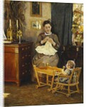 An Interior with a Mother and Child by Viggo Pedersen