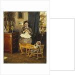 An Interior with a Mother and Child by Viggo Pedersen