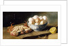 A Crab and a Bowl of Eggs on a Basket, with a Bottle and Half a Lemon by Mary E. Powis