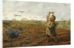 The Crow-Scarer; 'Pigeons and Crows, Take Care of Your Toes', 1884 by Arthur Hughes