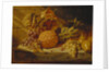 Black and White Grapes, Pears, Redcurrants and a Pineapple on a Ledge, 1845 by George Lance