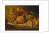 Black and White Grapes, Pears, Redcurrants and a Pineapple on a Ledge, 1845 by George Lance