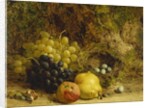 Grapes, an Apple, a Pear and a Bird's Nest on a Mossy Bank, 1865 by William Hughes
