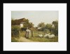 Young Girl with Sheep, by a Cottage by Benjamin D. Sigmund