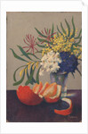 Still Life with Flowers and an Orange by Felix Elie Tobeen